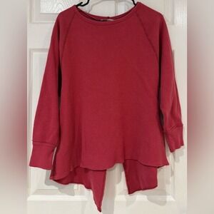 We the Free Free People Amelia Thermal Boho Oversized Split Back Sweater Rose S